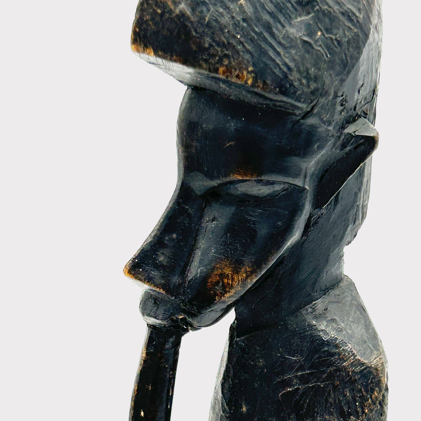 close up view of African Ebonized Carved Standing Figure