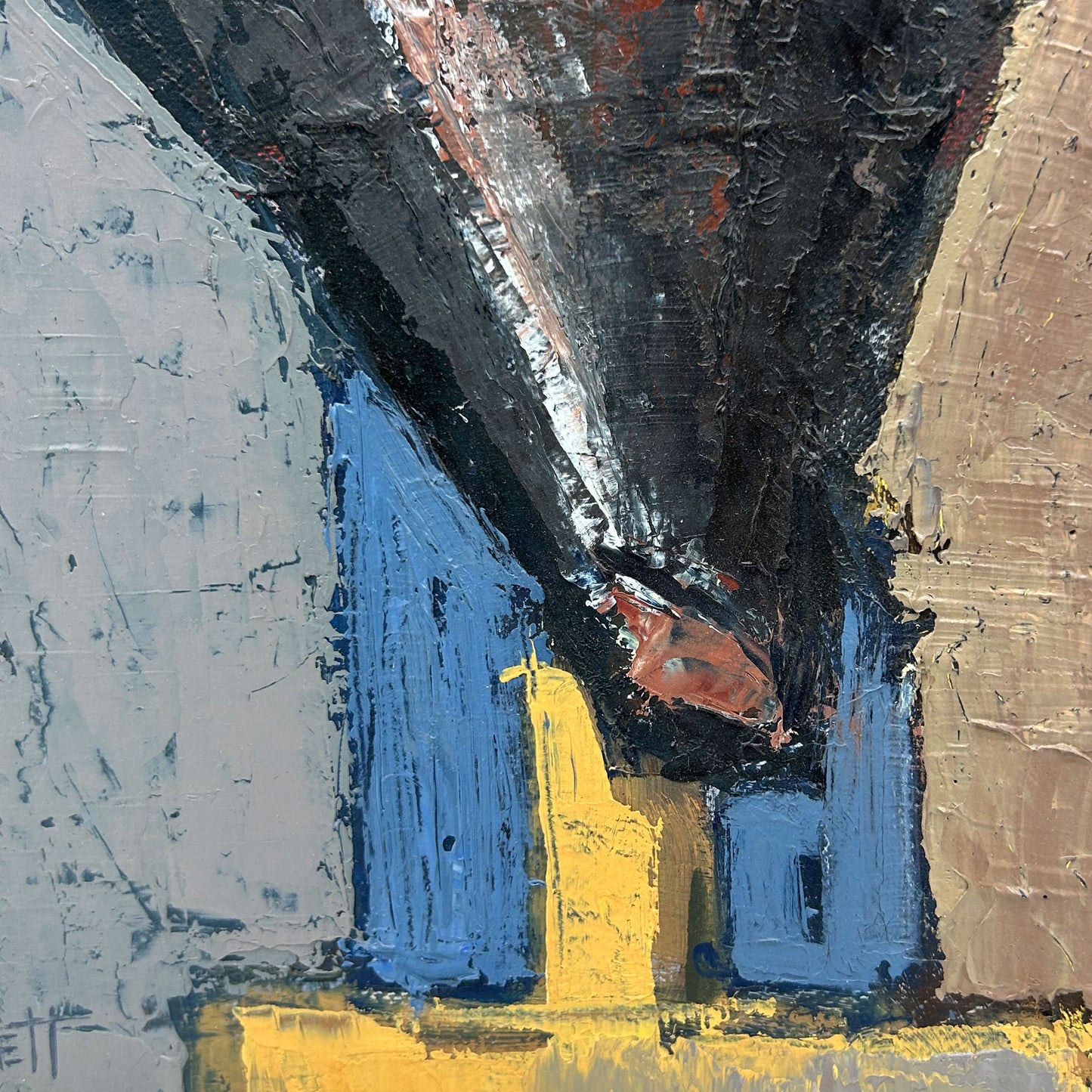 CLOSE UP VIEW OF Bicycle Seat Modern Still Life Oil Painting