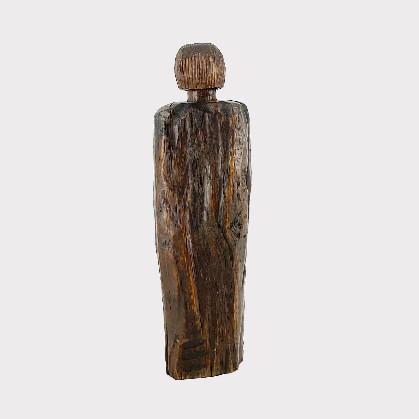 back view of French Carved Wooden Nude Figurine