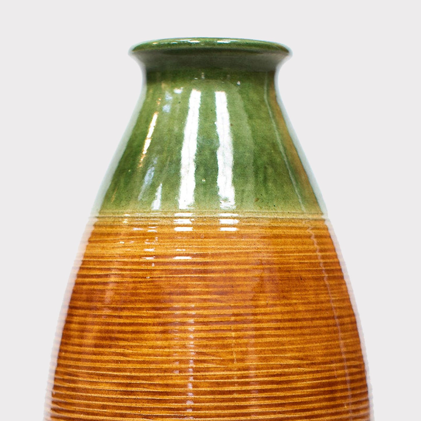 close up of texture from the German Glazed Green & Brown Vase