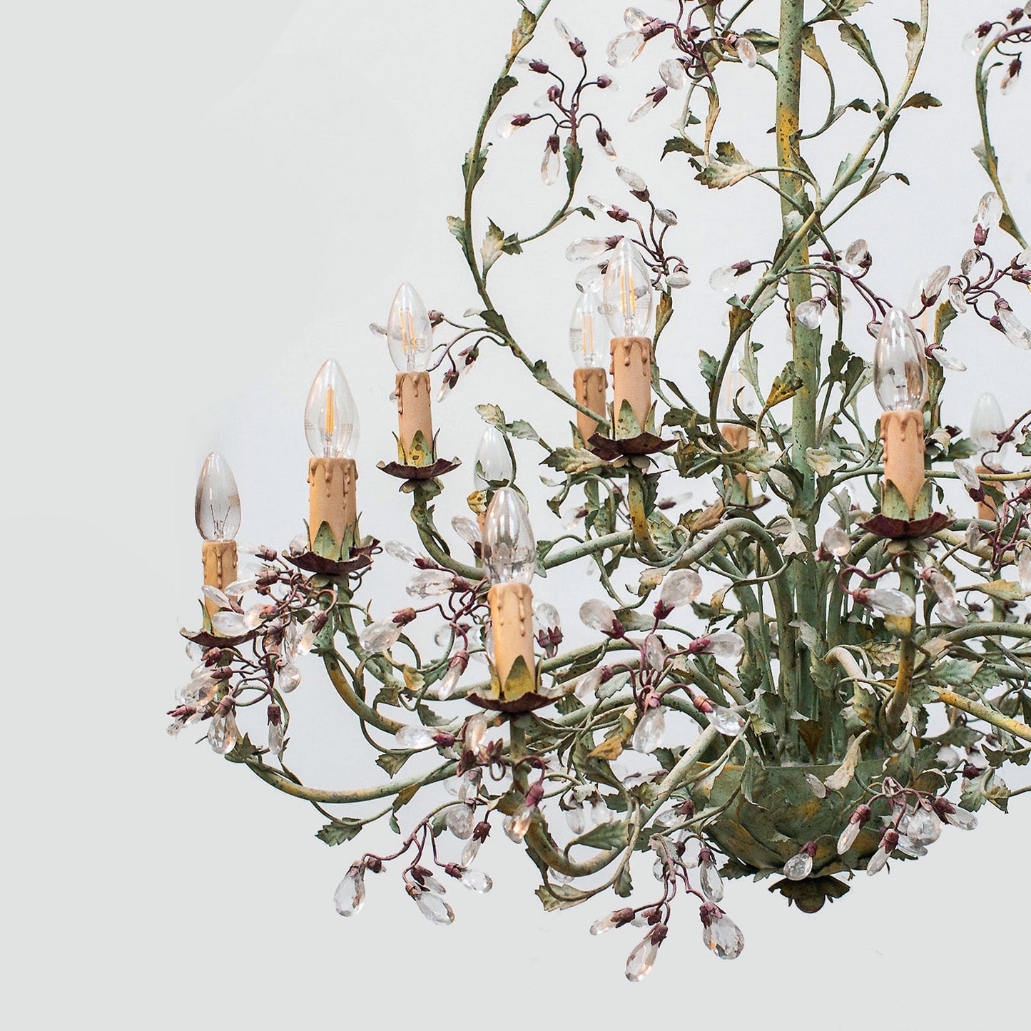 detail of Italian Metal & Murano Painted Chandelier