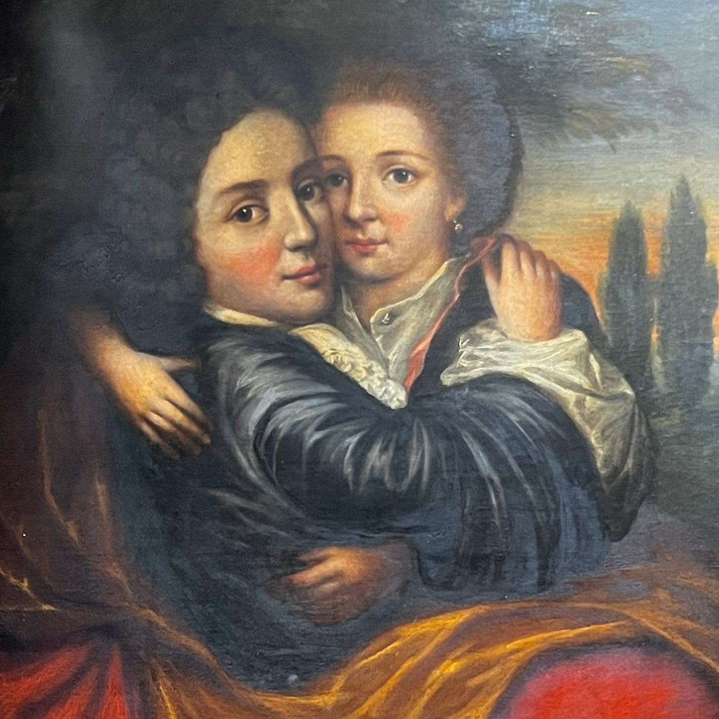 CLOSE UP OF French Portrait of Two Noble Children Oil Painting