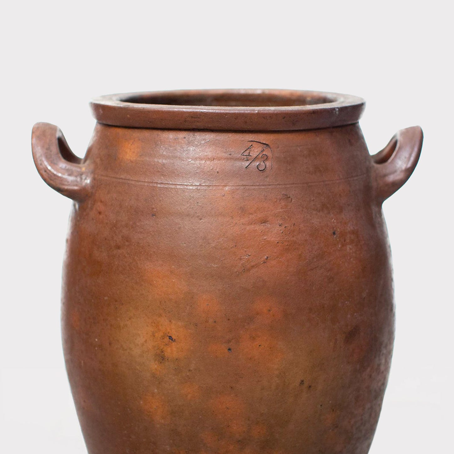 close up of Vintage European Large Olive Jar