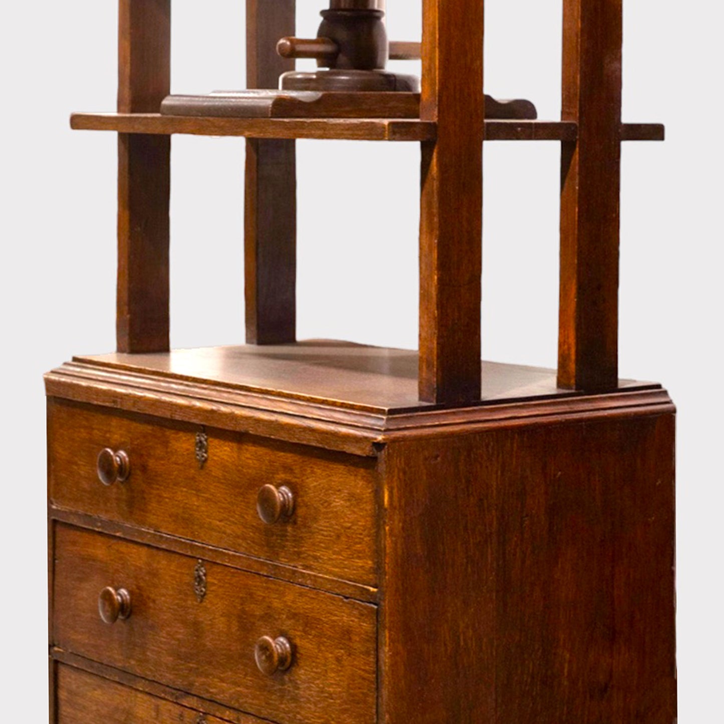 close up image of Oak Bookbinders Press over Chest