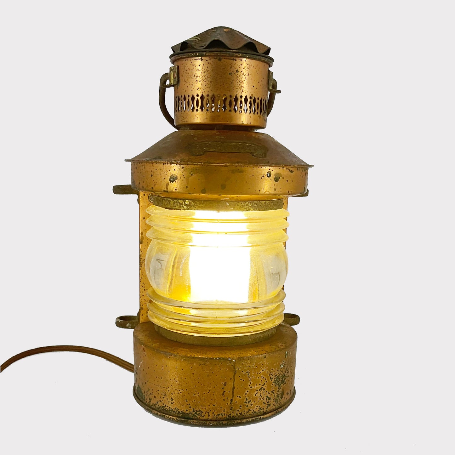 Illuminated view of Vintage Copper Finish Nautical Anchor Lamp