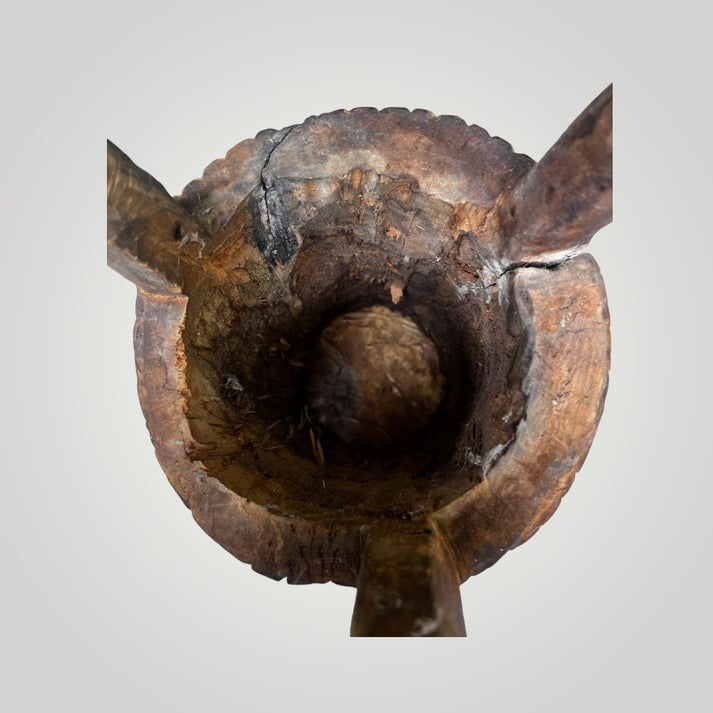 bottom view of West African Ceremonial Goat Skin Carved Drum
