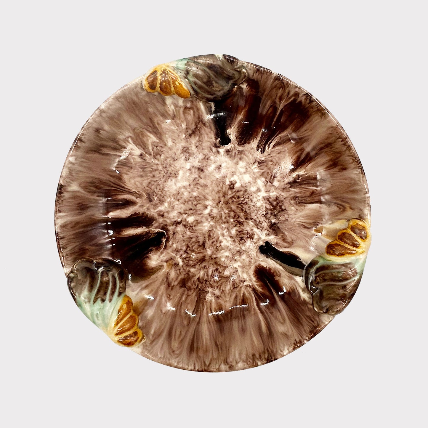 top view of Brown & Cream colored glazed German pottery