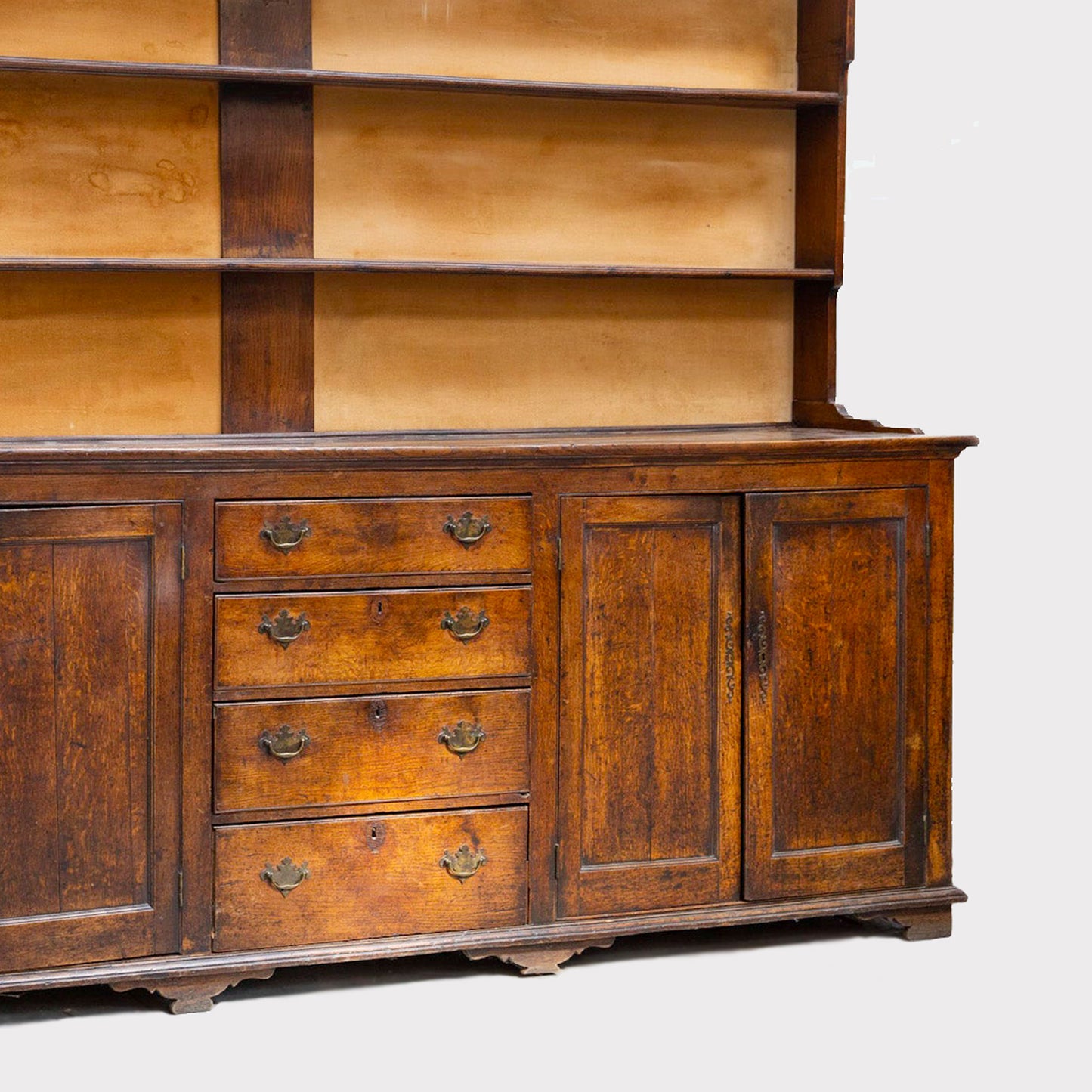 close up of 19th Century English Plate Dresser