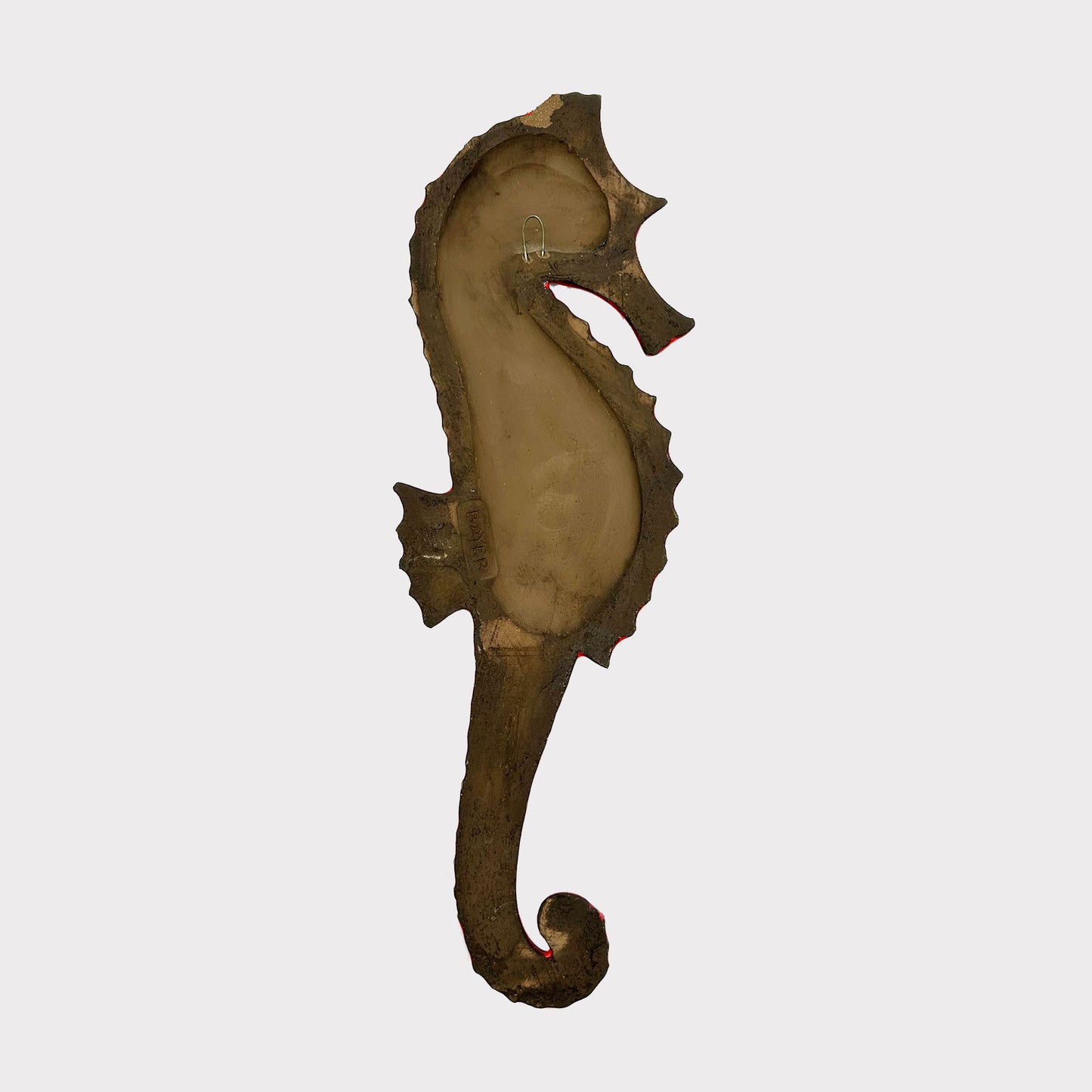 back view of 1960s Seahorse Plaque by F. Sanchez and Bayer