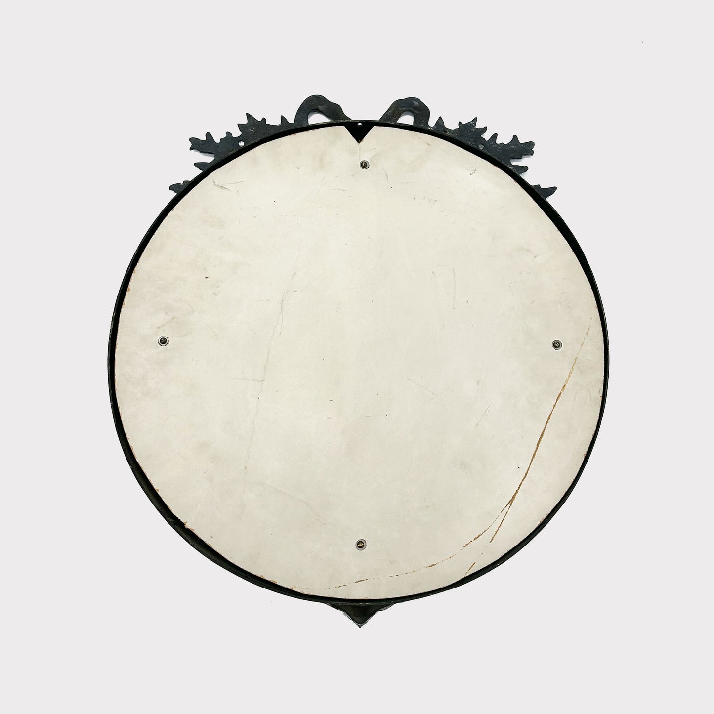 back image of Vintage French Pewter Mirror with Bow Detail