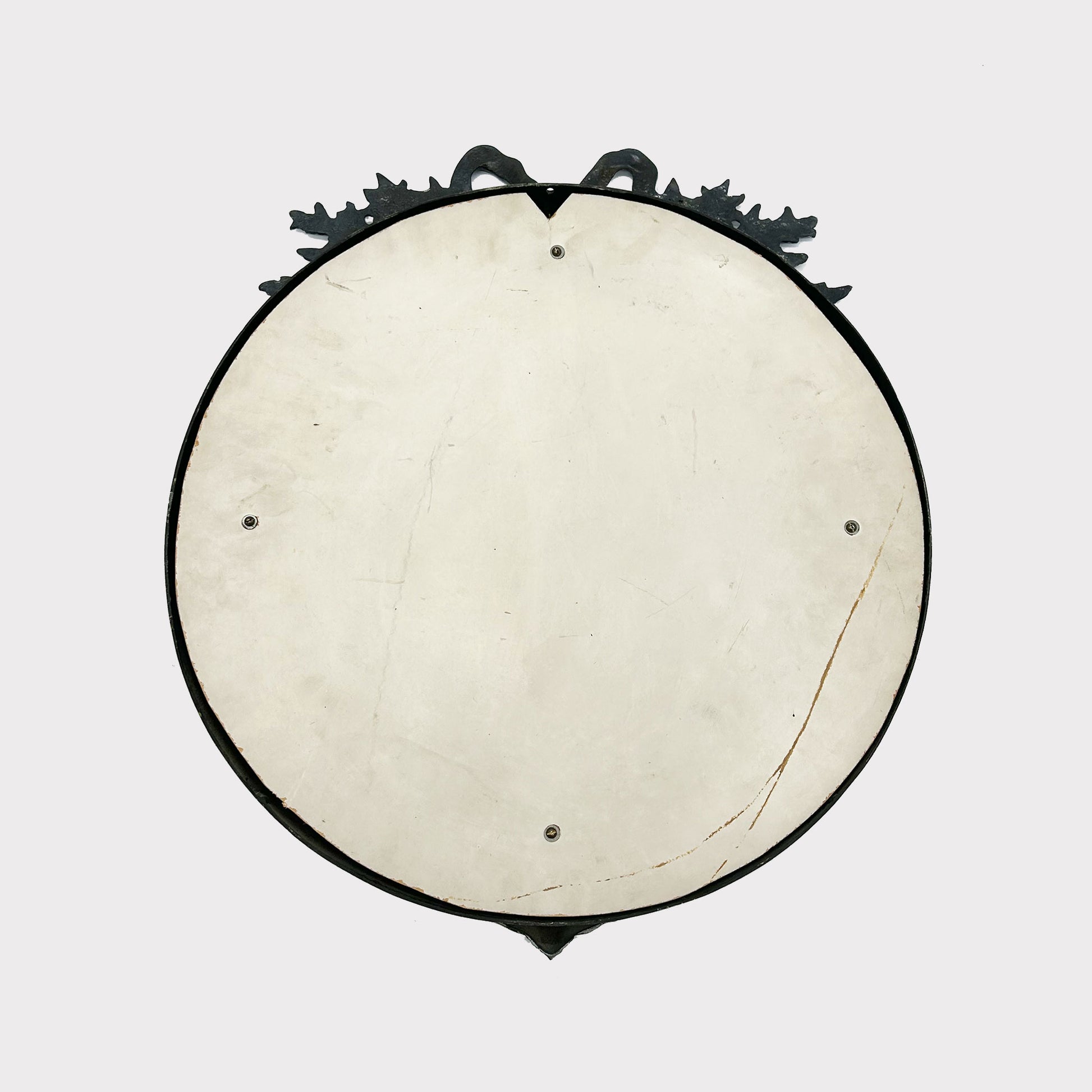 back image of Vintage French Pewter Mirror with Bow Detail