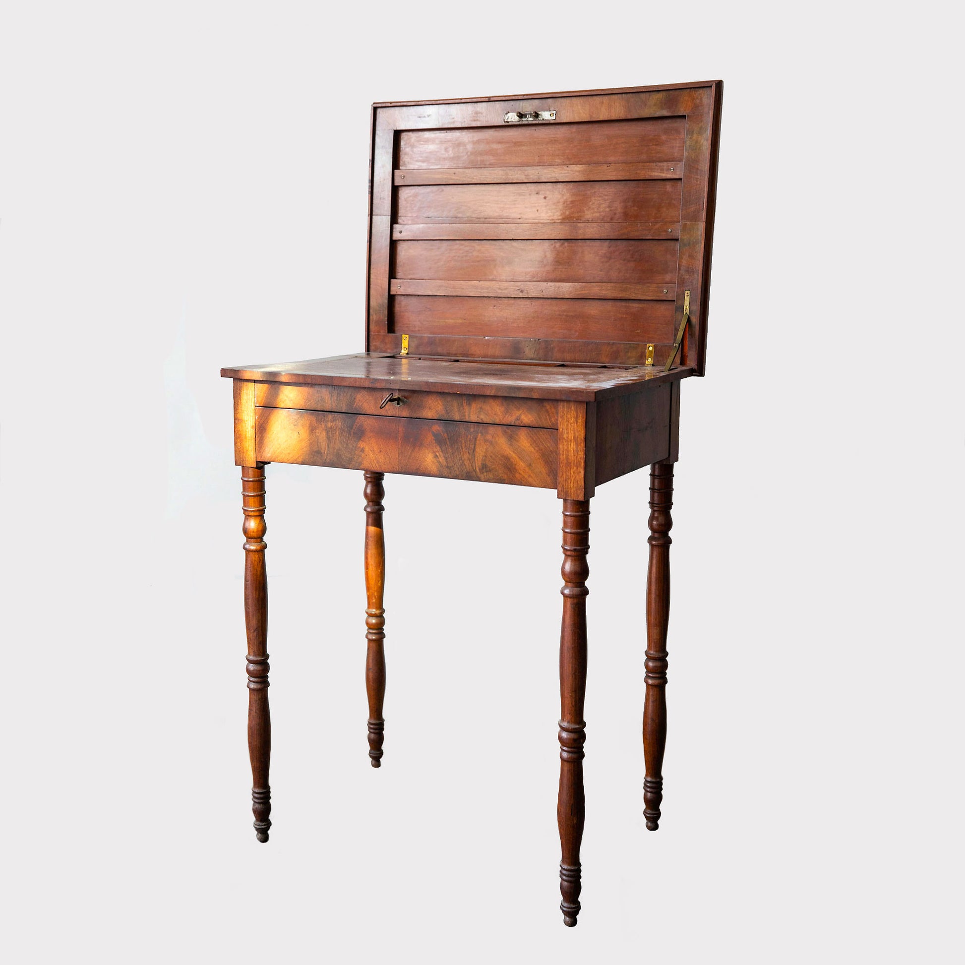 Mahogany Regency Desk with Hinged Top open view