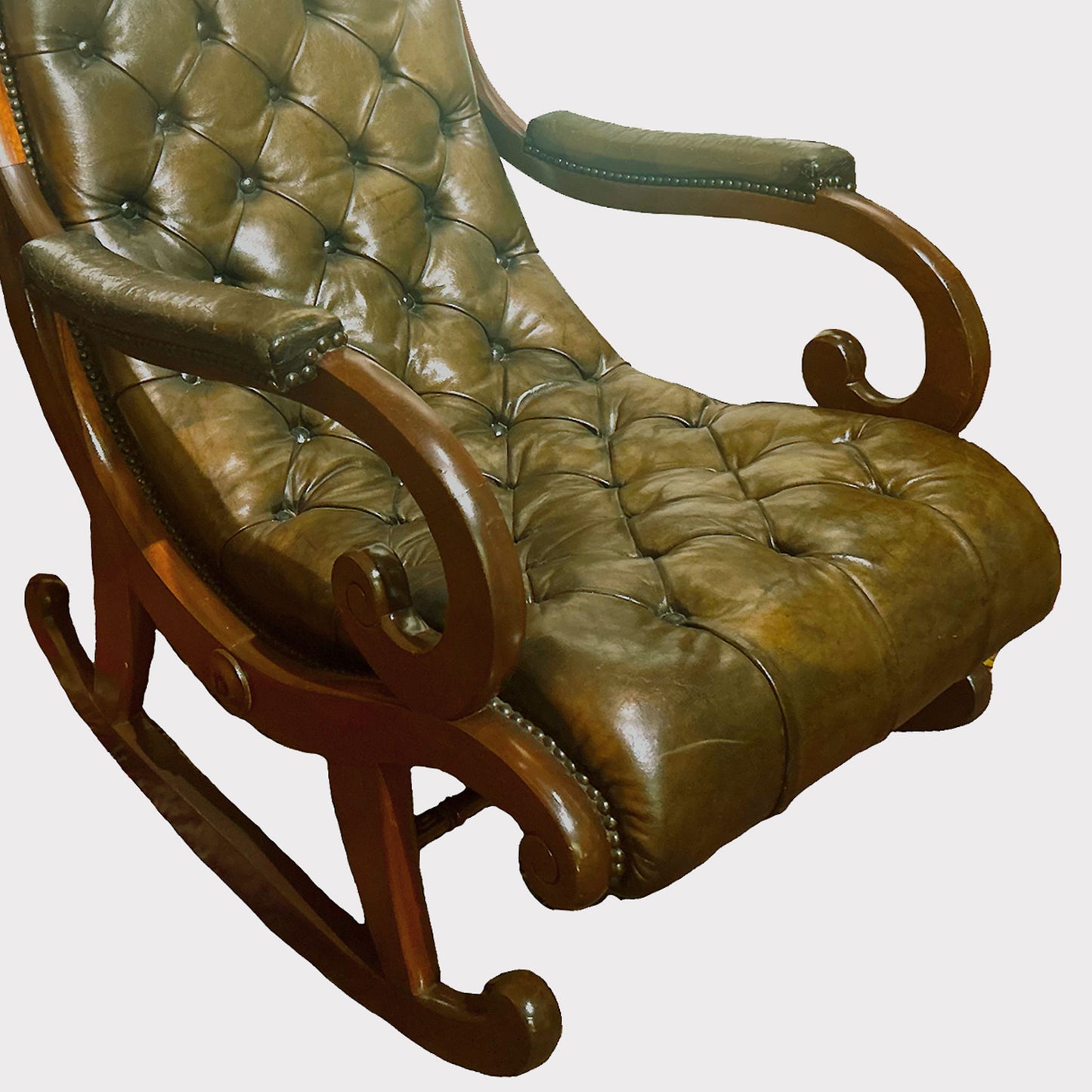 detail image of French Chesterfield Rocker with Original Leather