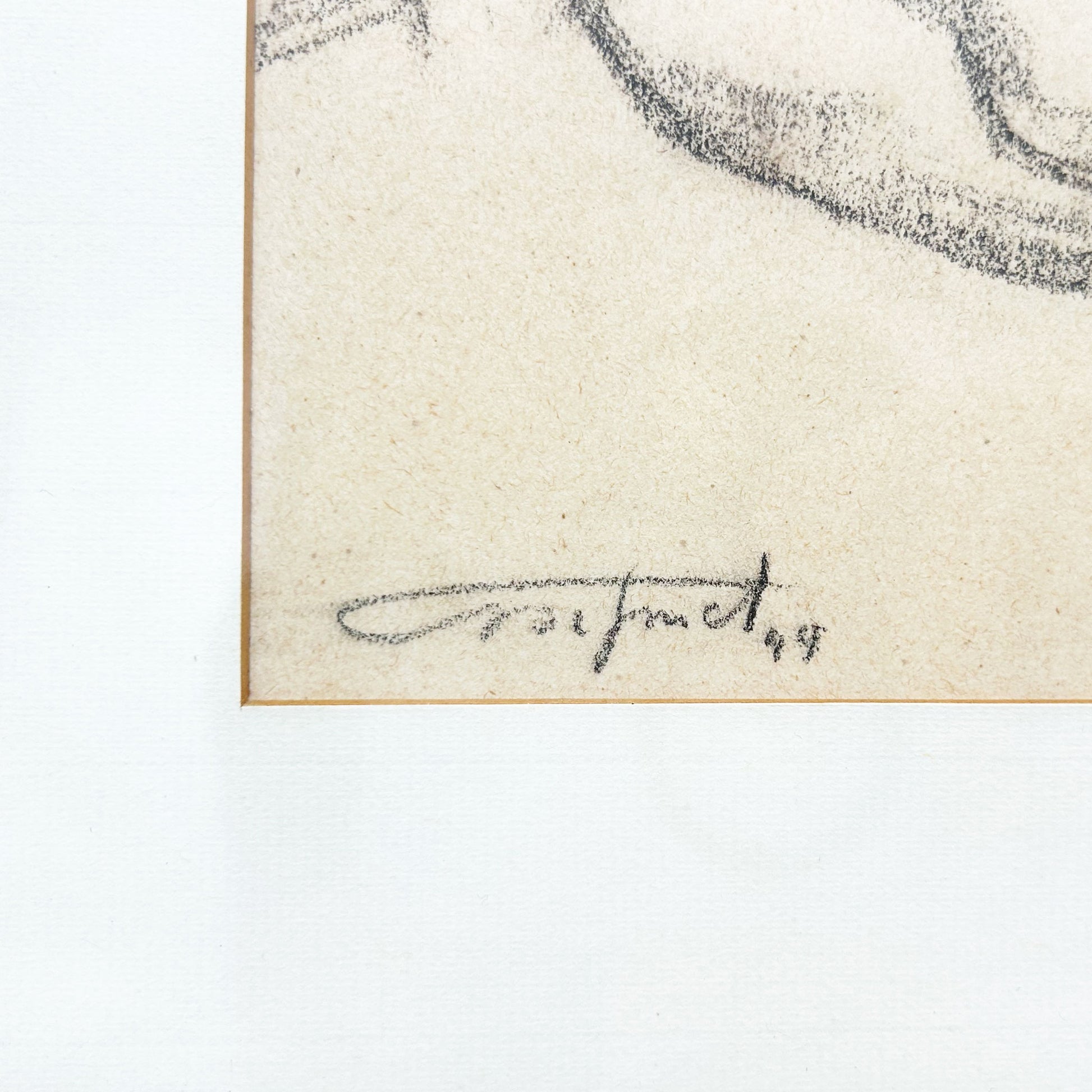 SIGNATURE VIEW OF Drawing of a Nude Person, Framed