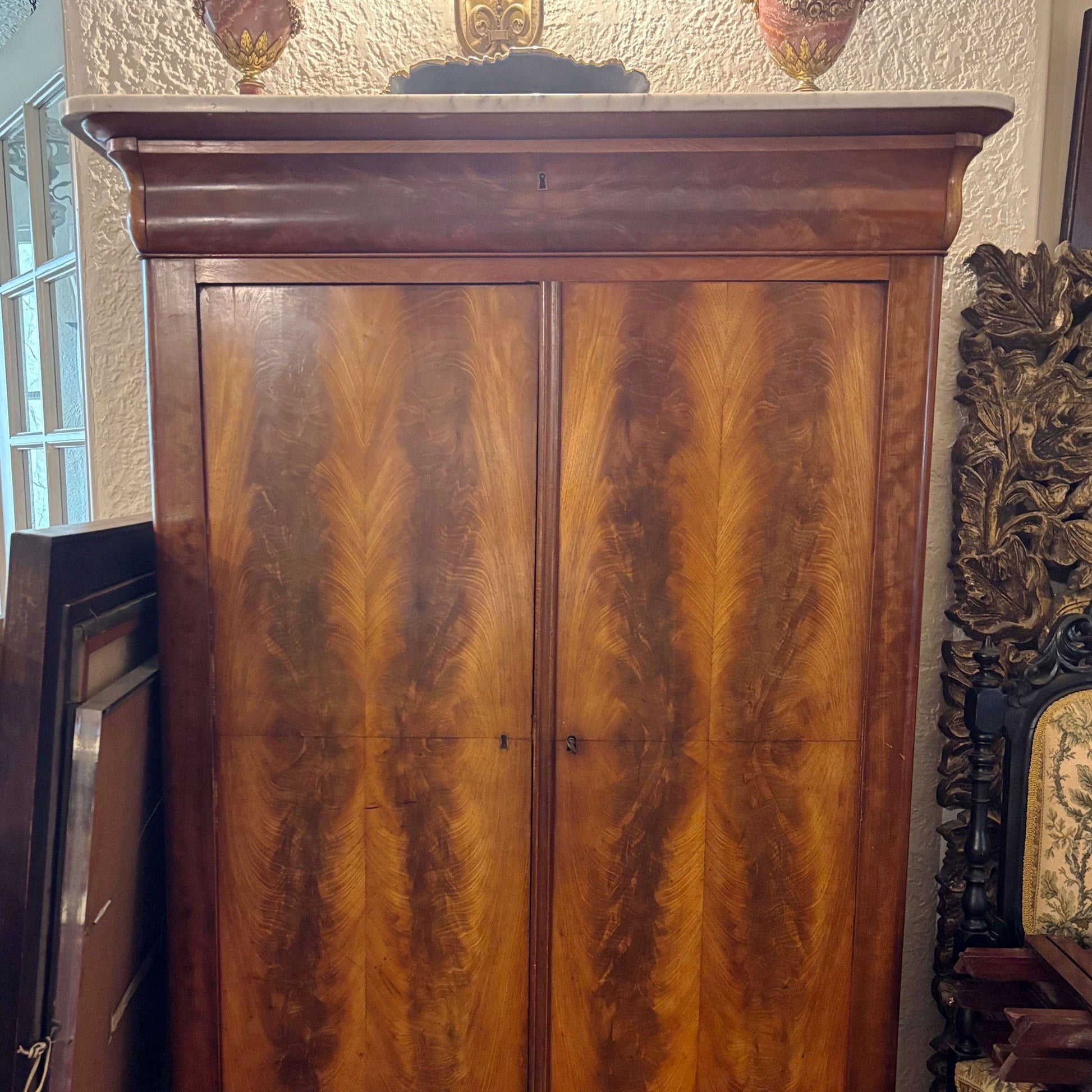 Wooden wardrobe with a polished finish in a room setting