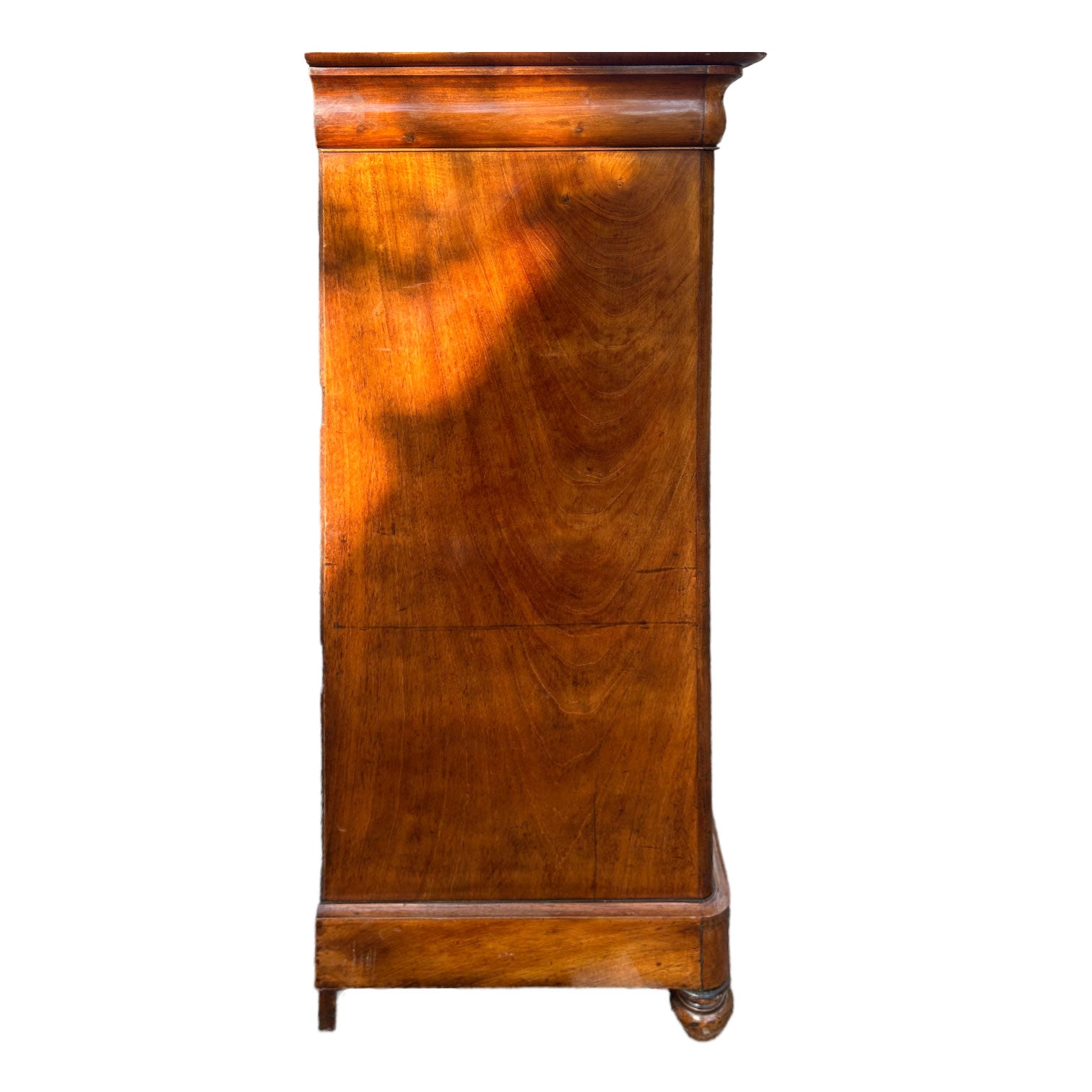 side view French Flame Mahogany Louis Philippe Armoire