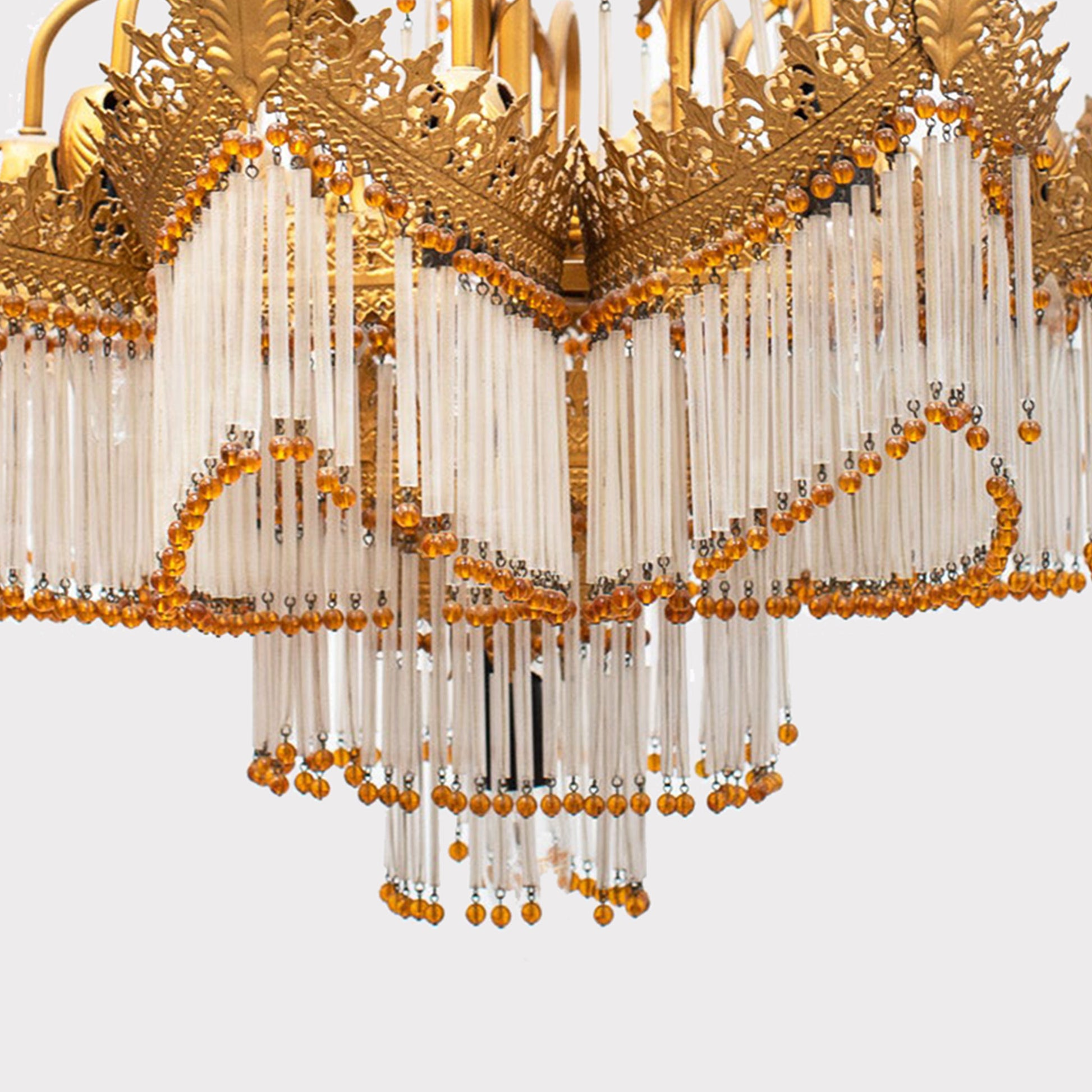 detail of glass drops on Italian Empire Style Large Chandelier