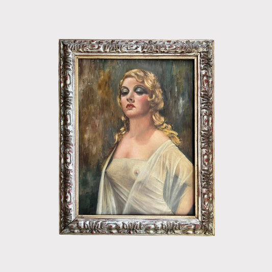 Italian Woman in Gown Portrait Oil Painting