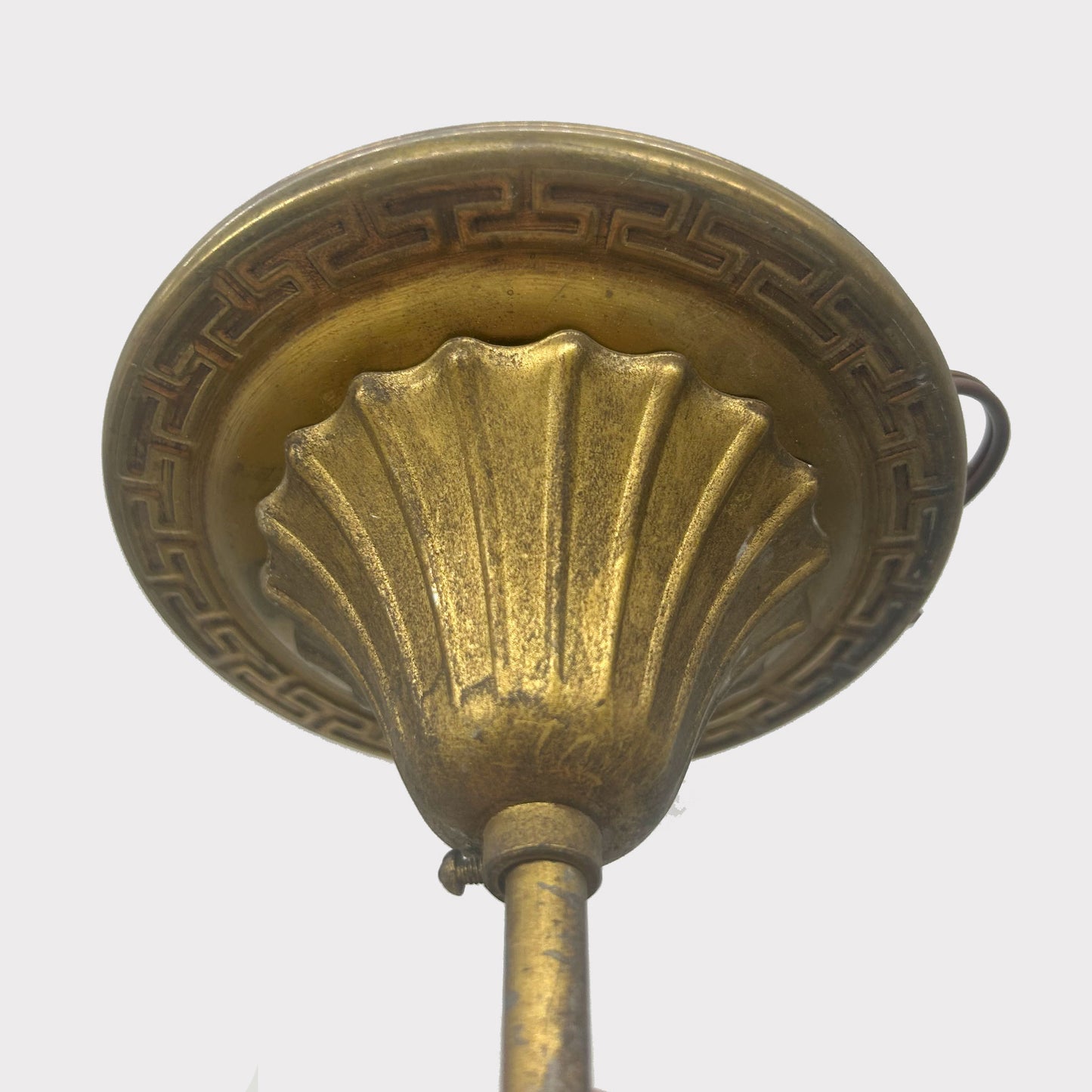 canopy detail of Vintage Italian Porcelain Rose and Metal Chandelier
