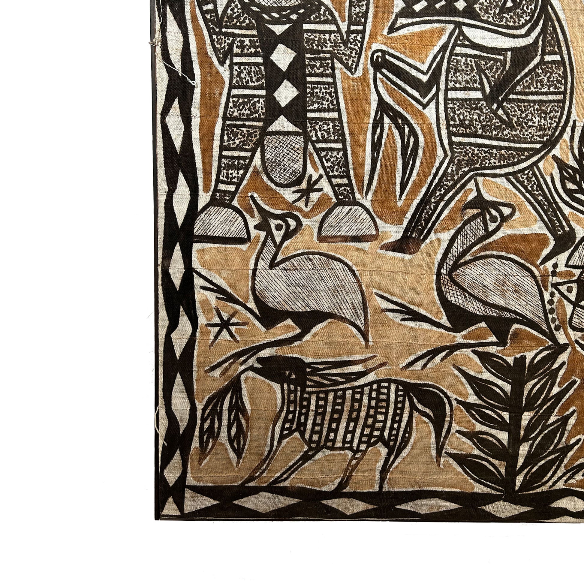 close up of African Korhogo Mud Pigment Painted Cloth