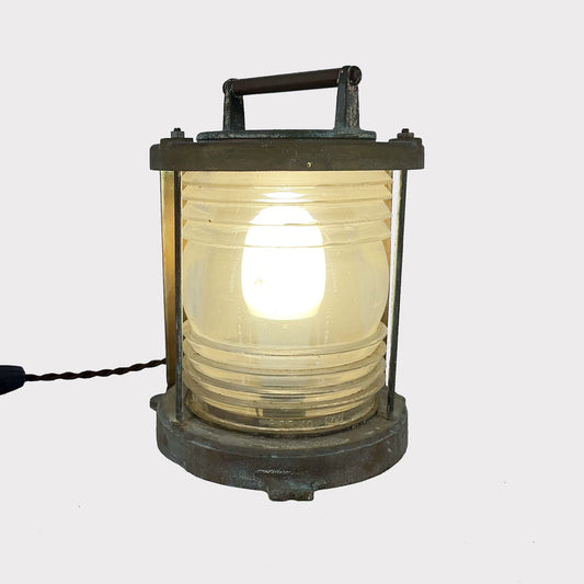 Illuminated view of Vintage Bronze Perko Maritime Lamp