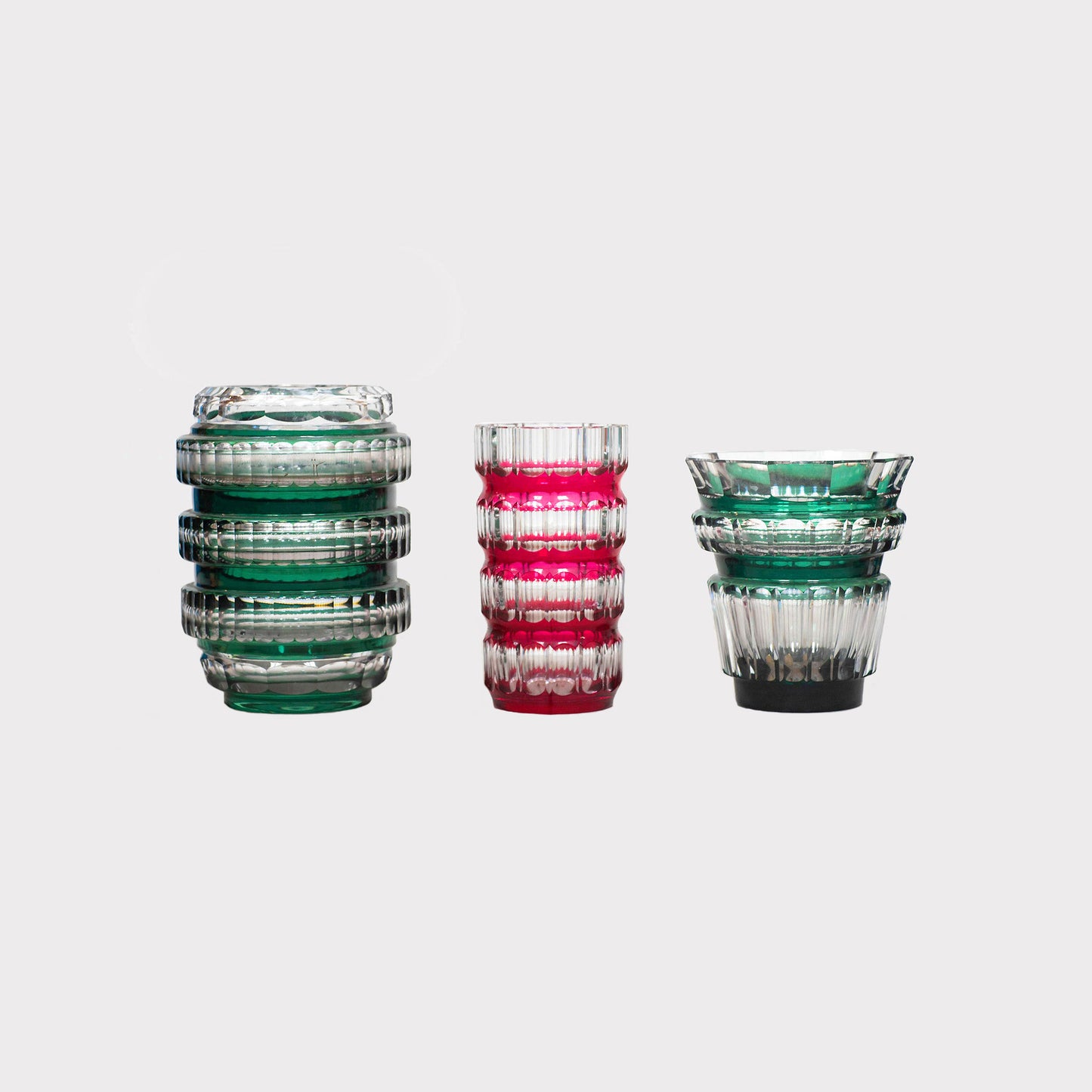 Val Saint Lambert Deco Cut to Clear Crystal Vases