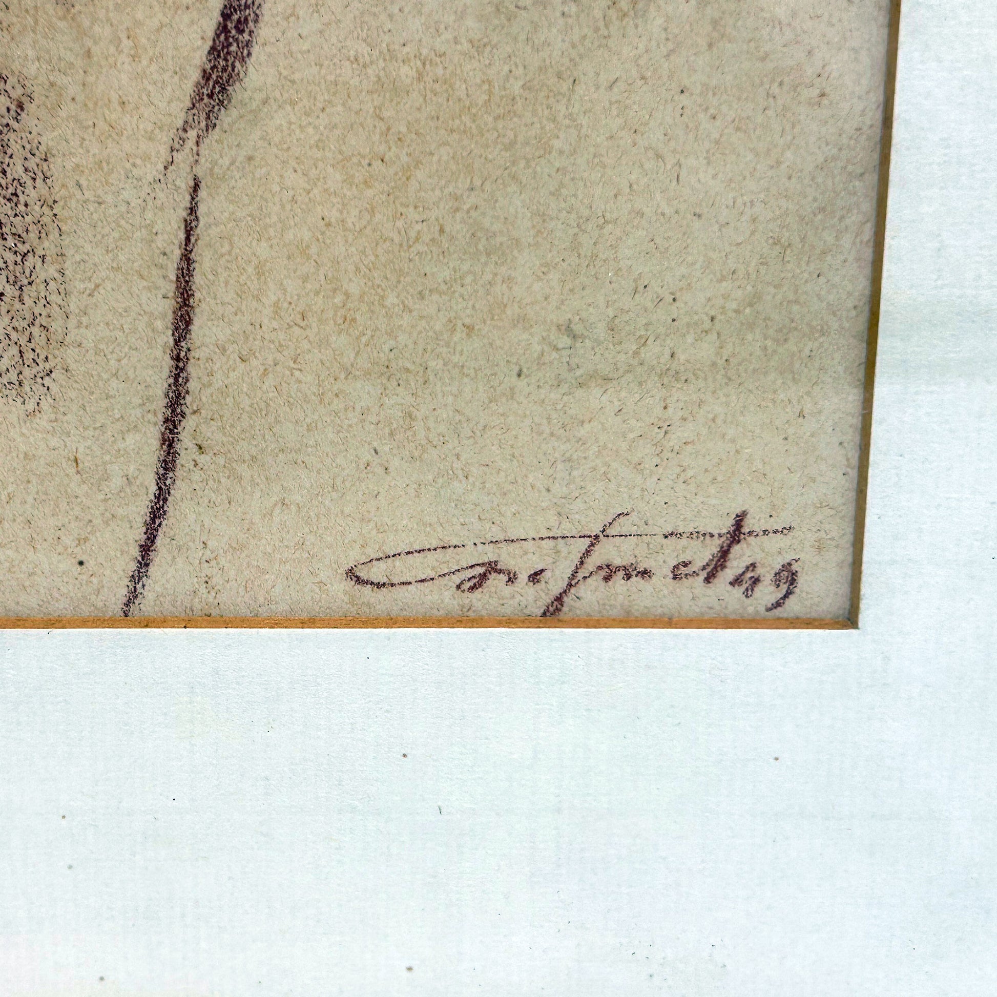 SIGNATURE VIEW OF Drawing of a Nude Person, Framed