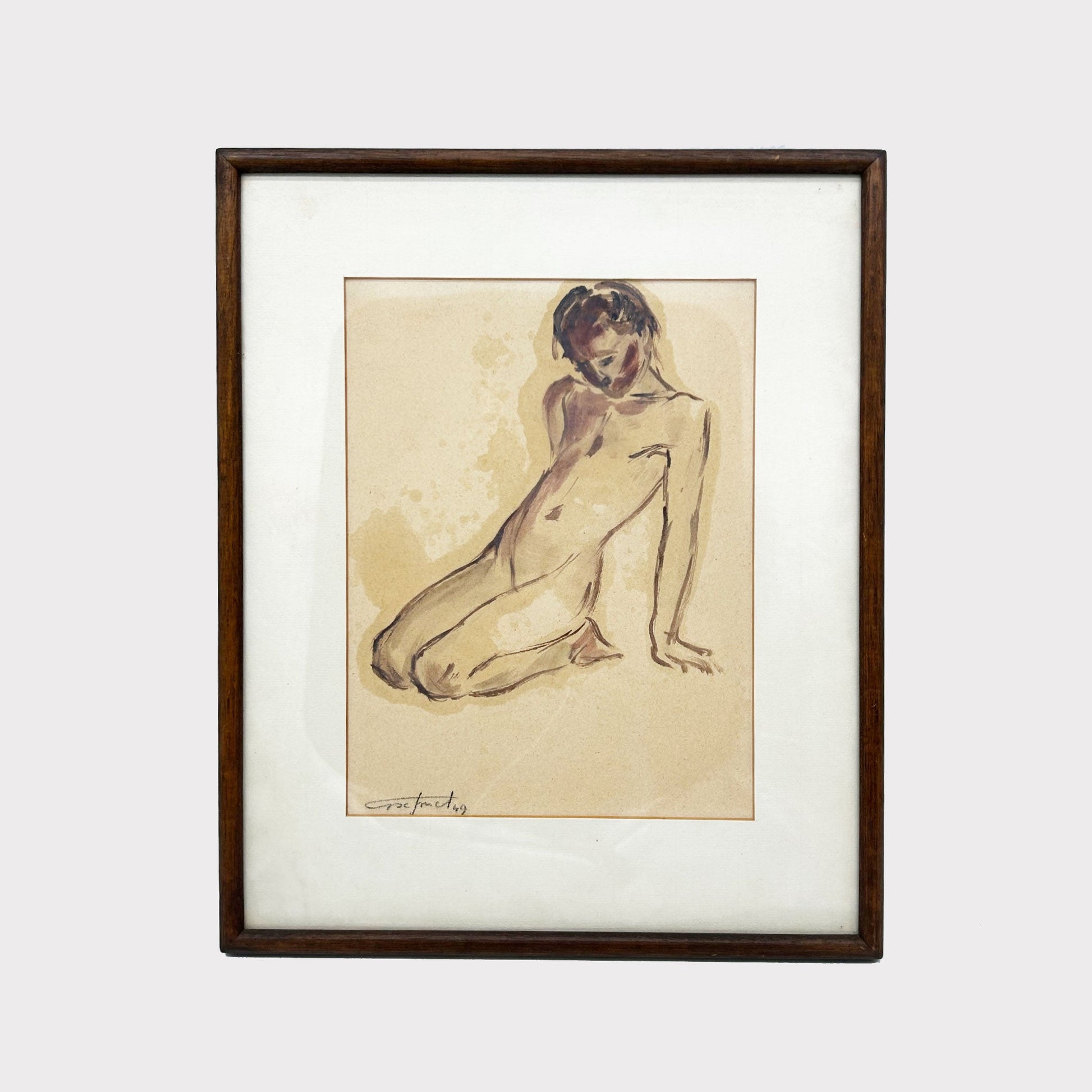 Drawing of a Nude Person, Framed