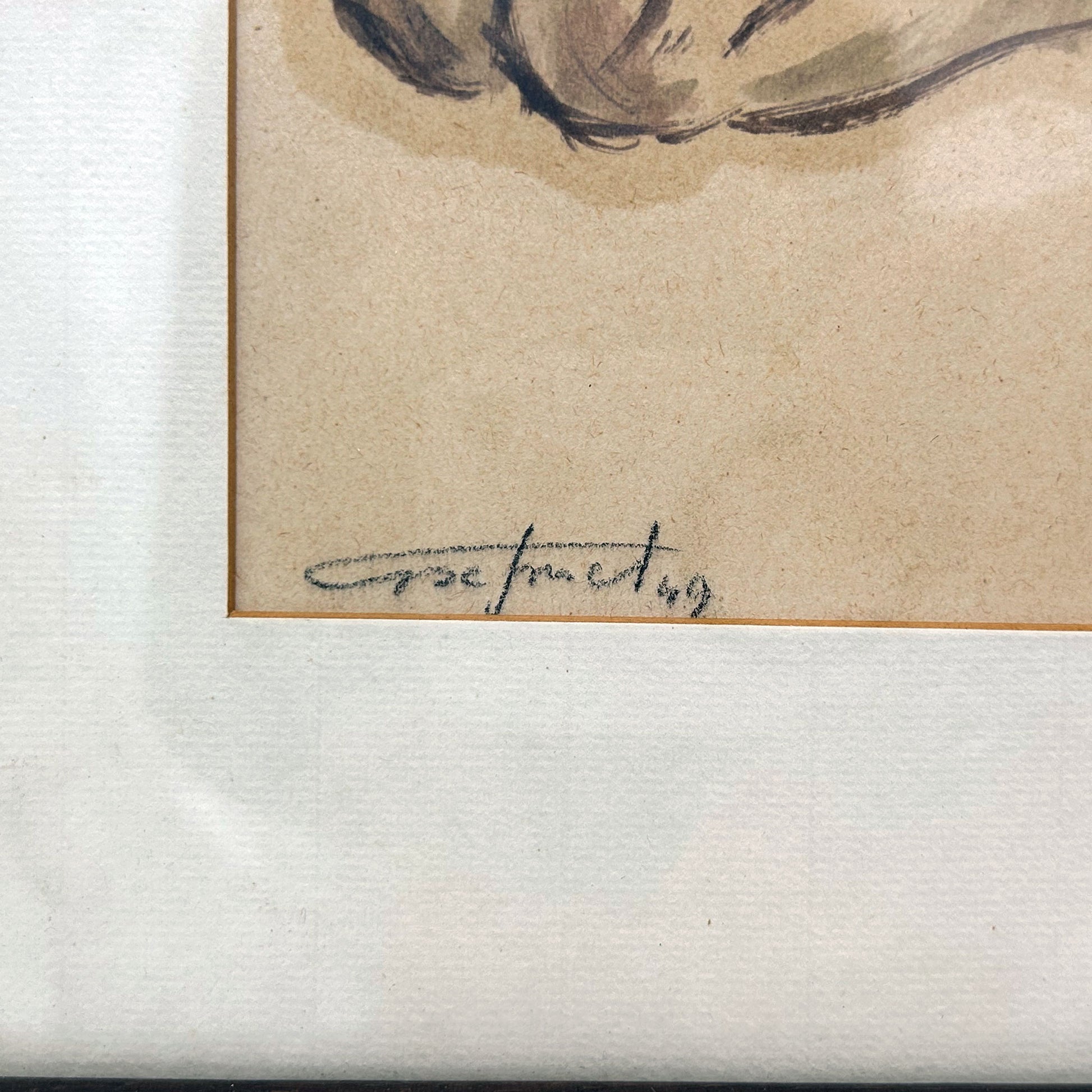 SIGNATURE VIEW OF Drawing of a Nude Person, Framed
