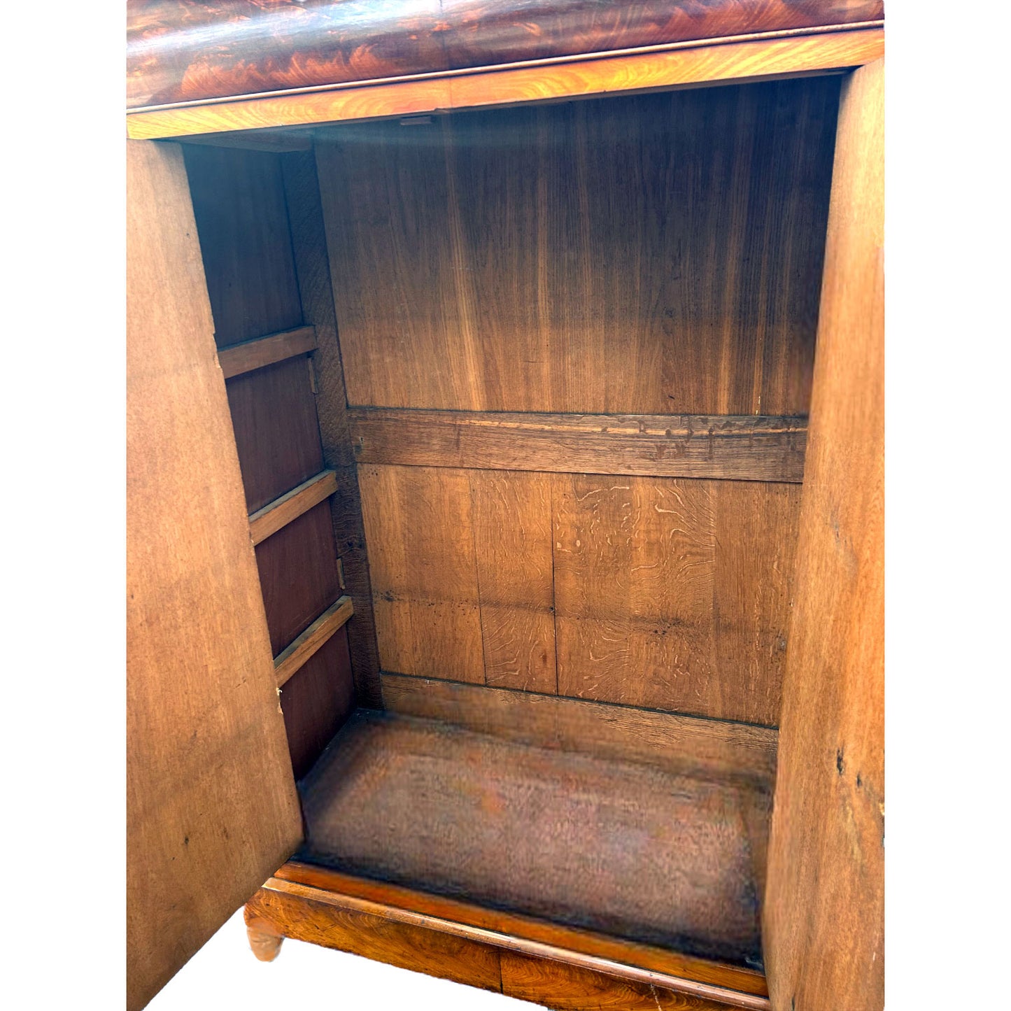 open without shelves view French Flame Mahogany Louis Philippe Armoire