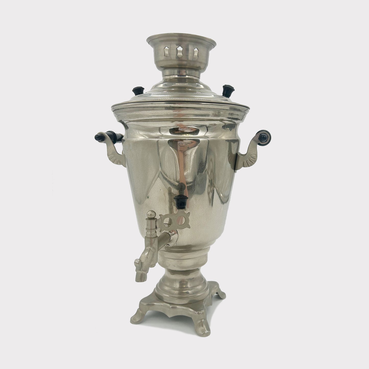 19th Century Belgian Samovare in Nickel side view