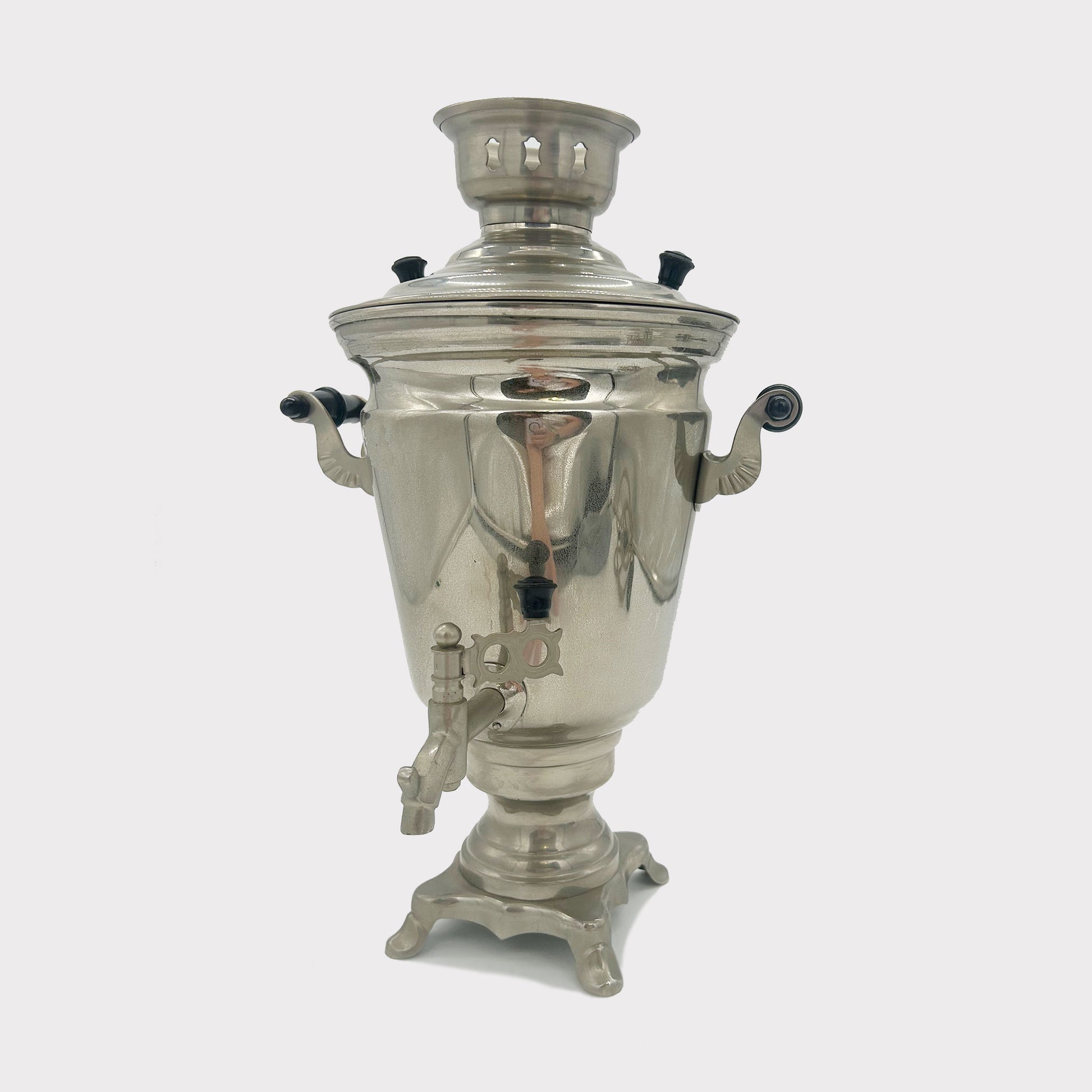 19th Century Belgian Samovare in Nickel side view
