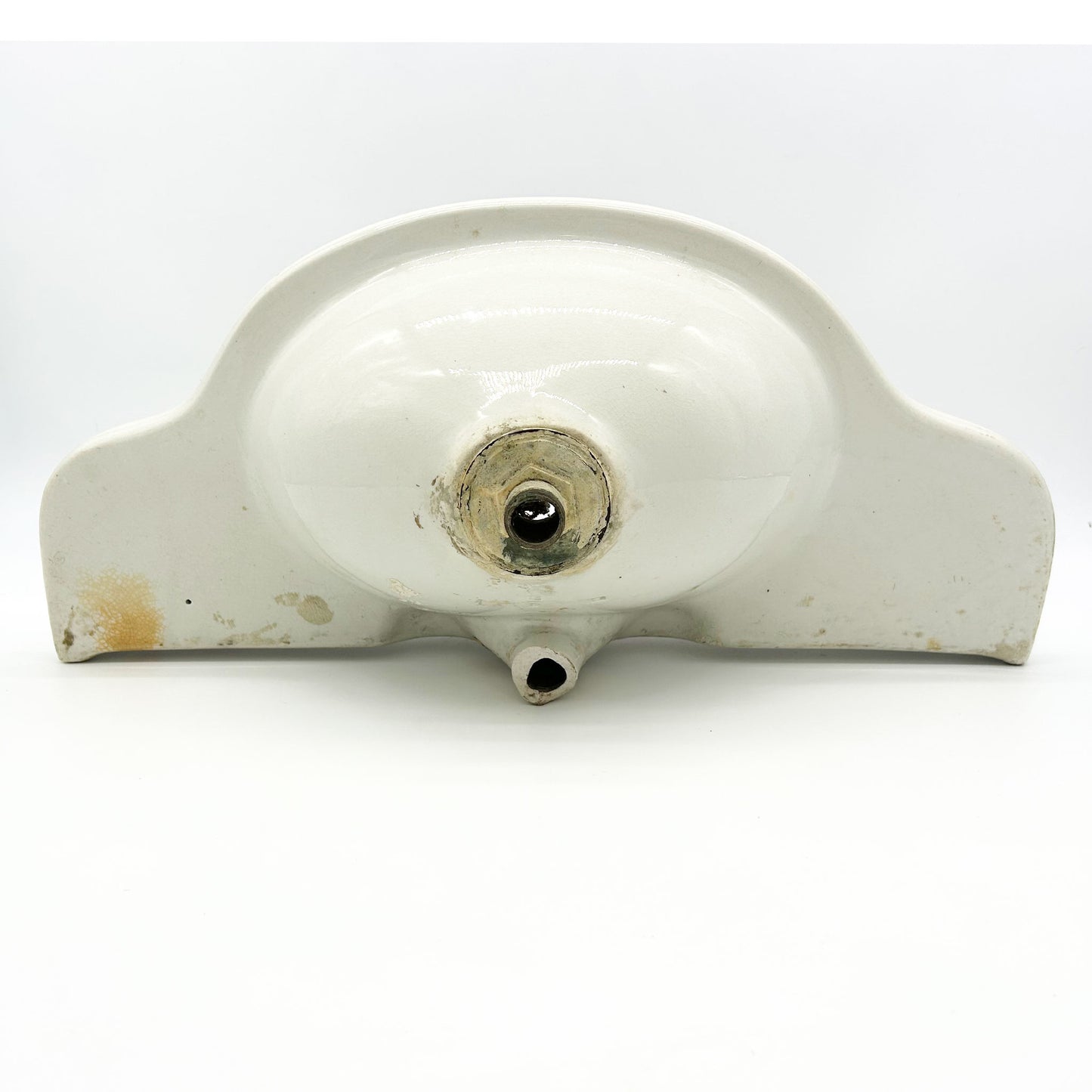 under sink view of Vintage Porcelain Wall Mounted Sink from Belgium