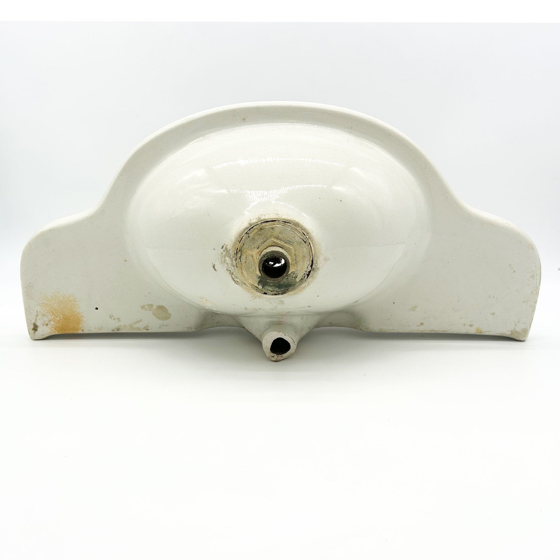 under sink view of Vintage Porcelain Wall Mounted Sink from Belgium