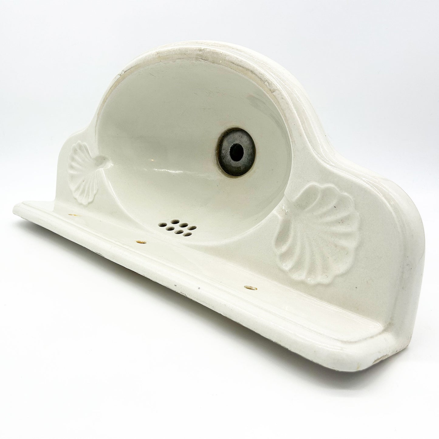 top view Vintage Porcelain Wall Mounted Sink from Belgium